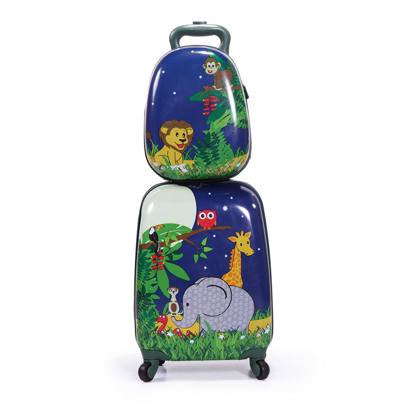 2 PCS Kids Luggage Set, 12\" Backpack and 16\" Spinner Case with 4 Universal Wheels, Travel Suitcase for Boys Girls