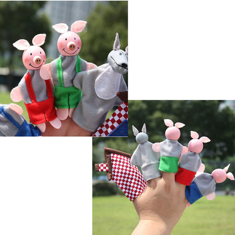 3Pcs Three Pigs Finger Puppets Story Telling Puppets for Kids 1-3Years