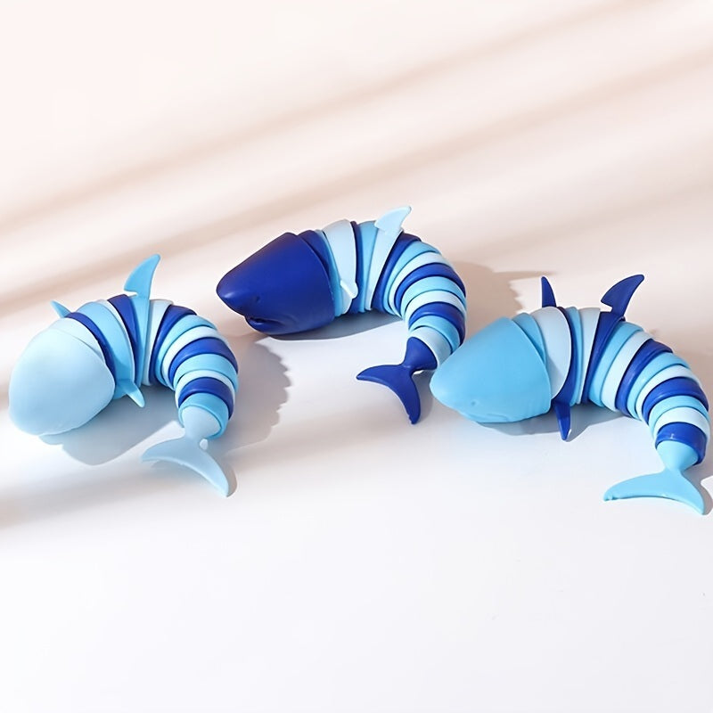 Fidget Slug Toy; 3D Articulated Stretch Shark Stress Reliever Hand Toy; Sensory Fidget Slug Toy For Adults And Kids; Pressure Relieving And Anti-Anxiety Office Desk Toy