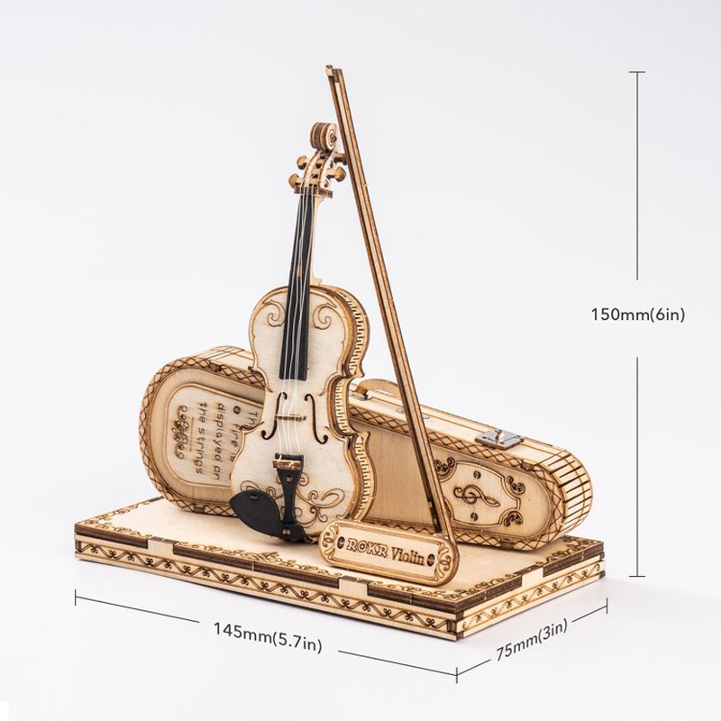 Robotime ROKR 3D Wooden Puzzle Violin Capriccio Model DIY Gifts for Boys&Girls Easy Assembly Kits MusicalBuilding Blocks TG604K