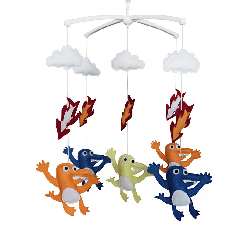 Fire Breathing Monsters Baby Crib Mobile Halloween Decor Musical Crib Mobile