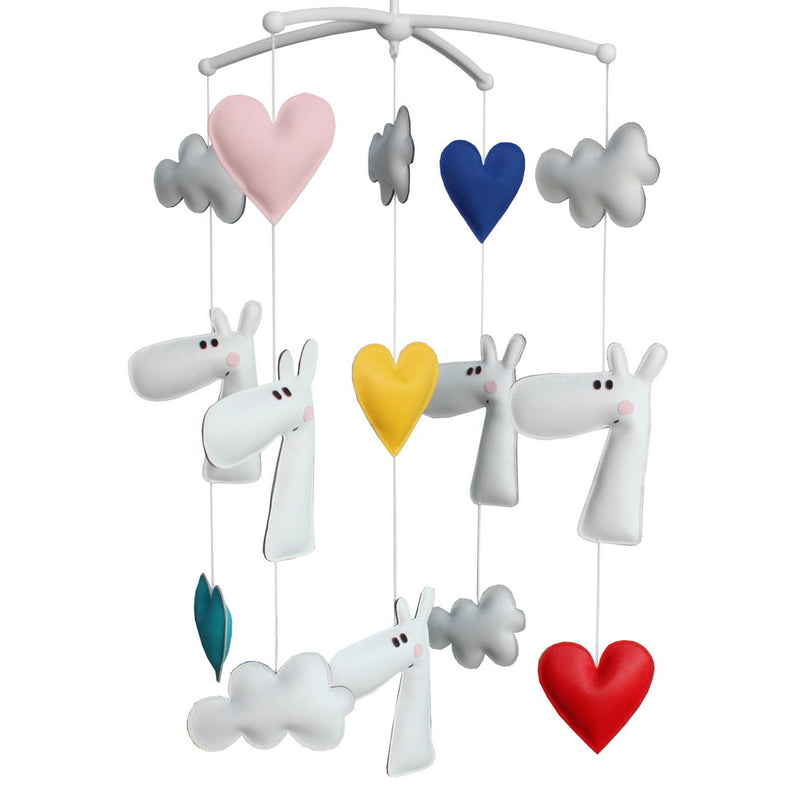 Baby Musical Mobile Nursery Decoration Crib Mobile; White Deer Cloud Colorful Heart