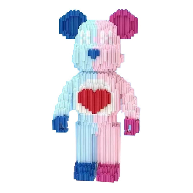 DIY Kids Building Blocks Toys Love Violent Bear Bearbrick Model with Light Building Block Micro Bricks Christmas Birthday Gift