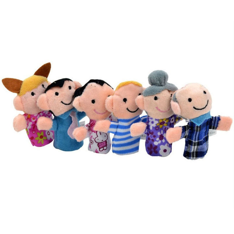 6PCS Puppets soft family finger glove hand educational bed story learning Funny girls toys boys feisty pets finger dolls kids