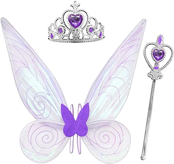 Angel wings headband fairy stick three-piece set; Fairy Wings Dress Up Sparkling Sheer Wings for Kids Girls Women