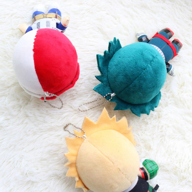 Japanese Anime My Hero Academia Izuku Midoriya Katsuki Bakugou Shouto Todoroki Plush Pendant Keychain Toy Soft Plush Doll Gift