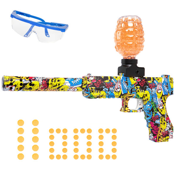 Splatter Ball Gun Gel Ball Blaster Toy Guns; with 11000 Non-Toxic; Eco-Friendly; Biodegradable Gellets; Outdoor Yard Activities Shooting Game(Graffiti - Reinforced)