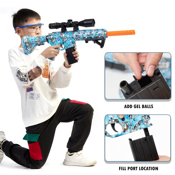 Splatter Ball Gun Gel Ball Blaster; NO for Nerf Guns EVA Bullet; Electric M416 with 11000 Non-Toxic; Eco-Friendly; Biodegradable Gellets; Outdoor Yard Activities Shooting Game(HKM416)