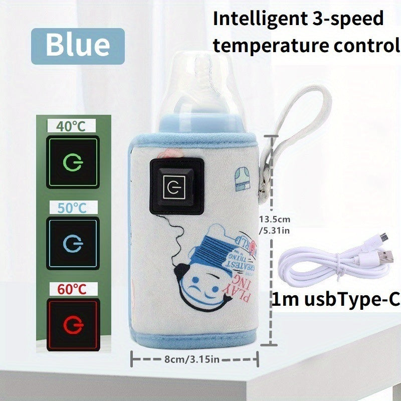 USB Cartoon Milk Warmers With Three Degrees Of Temperature Adjustment And Display; Portable Milk Bottle Insulation Sleeve At Home And Outdoors; Heated Constant Temperature Milk Bottle Sleeve