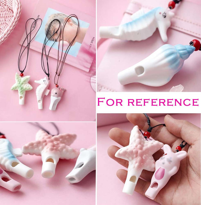 2 Packs Whistles Necklace Ceramic Seahorse Shape Pendant Lovely Kids Toy Sweater Chain