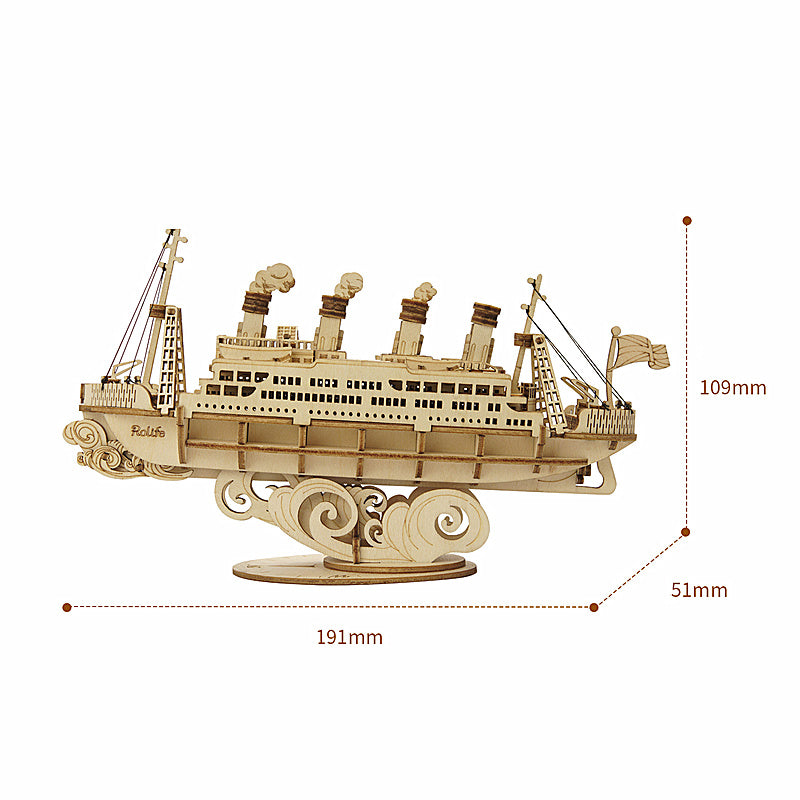 New Wooden Diy Assembled Three-Dimensional Puzzle Model Pumpkin Car Ferris Wheel Carousel Sailboat Creative Assembly Ornaments