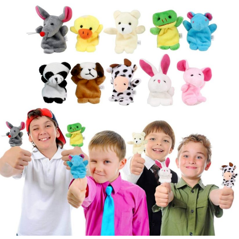 10pcs/set Cute Finger Puppets Baby Mini Plush Toys; Kids Educational Finger Toy Cartoon Animals Plush Doll Children Figures Gifts