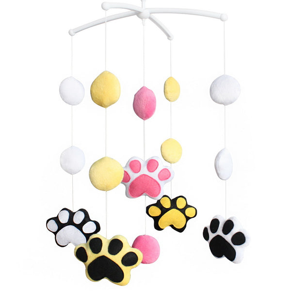 Baby Crib Musical Mobile Hanging Nursery Room Decor Newborn Bedding Crib; Cute Colorful Dog Paw