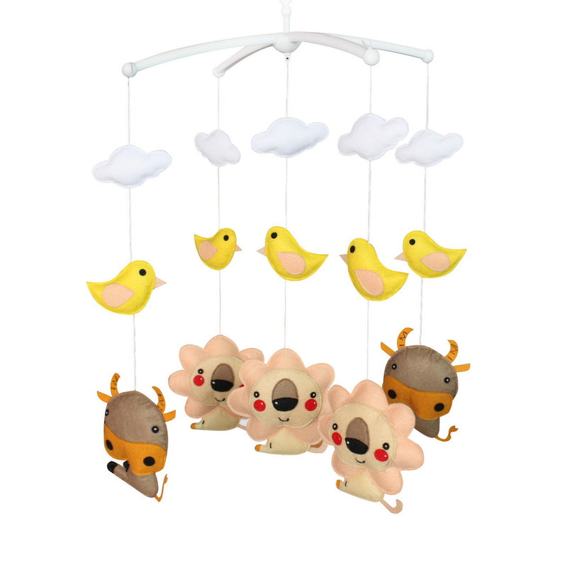 Baby Crib Mobile Animal Musical Crib Mobile Nursery Room Hanging Decor Toy Lion Cow Bird