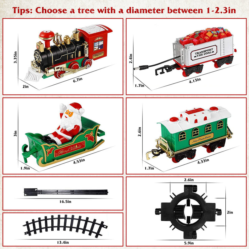 Electric Train Set Kid Toy Xmas Steam Train Kit Tree Surround Track Battery Operated