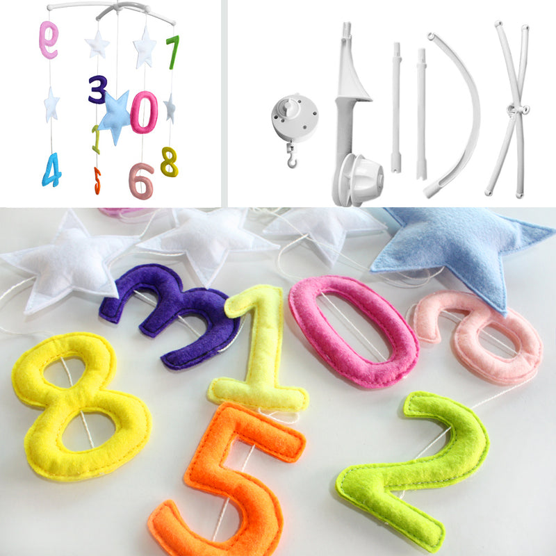 Handmade Numbers Baby Crib Mobile Nursery Room Decor Musical Mobile Crib Toy for Girls Boys