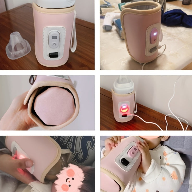 USB Cartoon Milk Warmers With Three Degrees Of Temperature Adjustment And Display; Portable Milk Bottle Insulation Sleeve At Home And Outdoors; Heated Constant Temperature Milk Bottle Sleeve