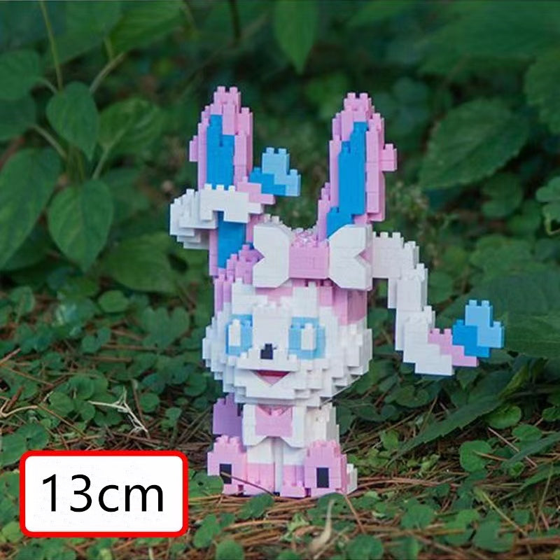 Micro-Particle Building Bblocks Elf Pokémon Eevee Family Doll Mmini Assembled Building Blocks Toys Parent-child Teaching Game