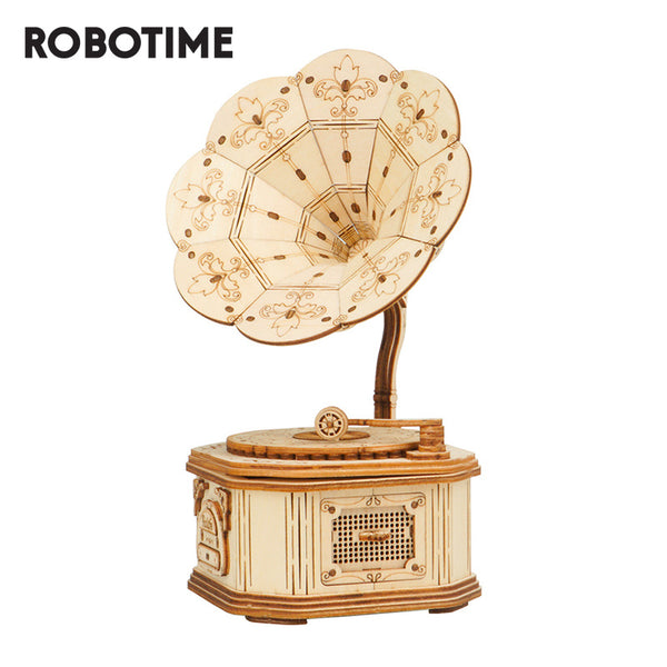 Robotime Gramophone 3D Wooden Model Building Kits Toys For Children Kids Girls Birthday Gift TG408