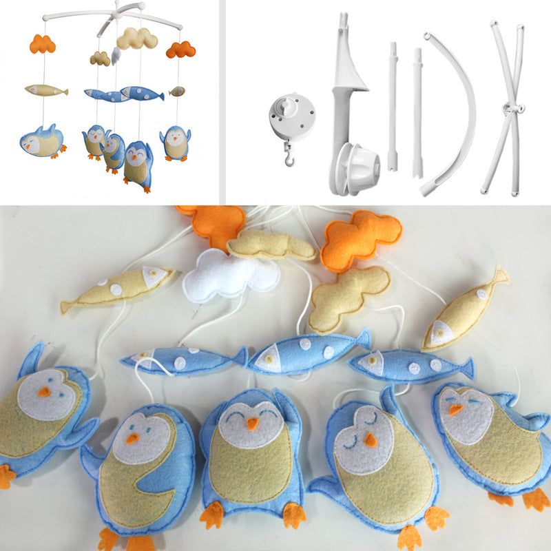 Baby Crib Mobile Animal Musical Crib Mobile Nursery Room Hanging Decor Toy Blue Penguin Fish