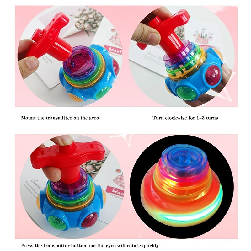 Music Gyro Kids Toy; Luminous Rotating Gyro Toy; With Colorful Light For Children