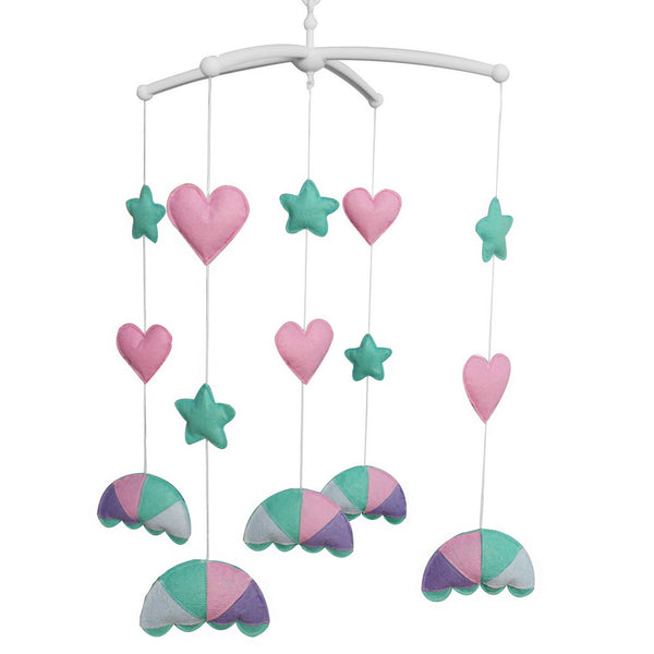 Handmade Cute Animal Baby Crib Mobile Hanging Kids Room Nursery Decor; Pink Green Parachute