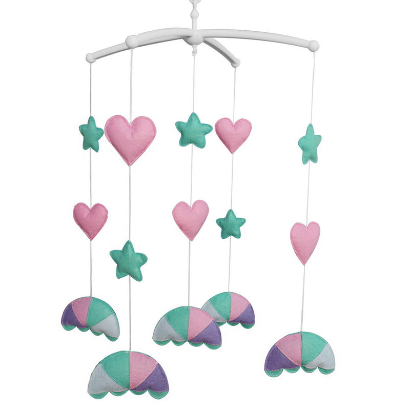 Handmade Cute Animal Baby Crib Mobile Hanging Kids Room Nursery Decor; Pink Green Parachute