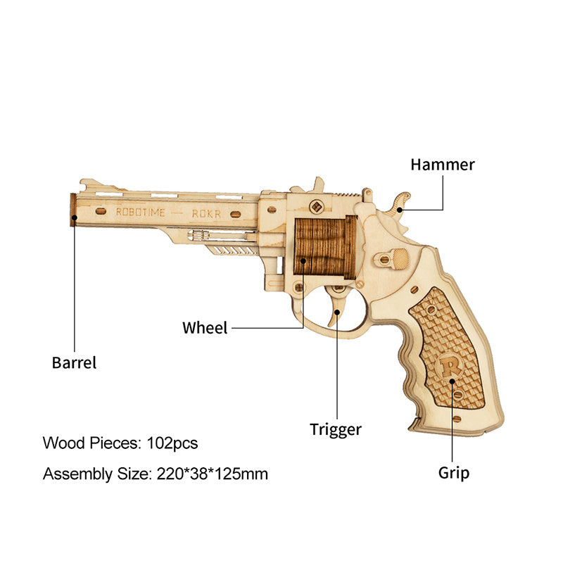 Robotime ROKR 3D Wooden Puzzle Games Revolver Model Building Kits Toys for Children Drop Shipping