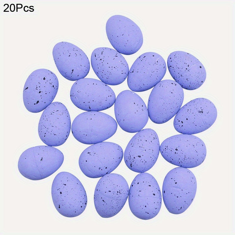 20pcs Foam Easter Eggs; Happy Easter Decorations; Painted Bird Pigeon Eggs; DIY Craft; Kids Gift; Home Decor; Easter Party Supplies