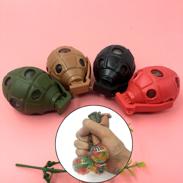 Soft TPR Squishy Stress Relief Autism Sensory Toys Squeeze Hand Grenade Shaped Toy for Kids Adults; random color