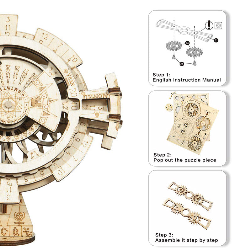 Robotime ROKR Perpetual Calendar 3D Puzzle Wooden Model Building Kit Toys for Children LK201 Drop Shipping