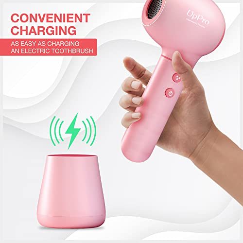 UpPro Gentle Cordless Low Heat/Speed Baby Hair Dryer for Infant; Mini Hair Dryer for Toddler; Baby Butt Blow Dryer for Diaper Rash Prevention; Suits Thin Hair Better(0-3Y Pink)