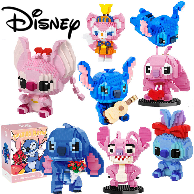 Funny Disney Lilo and Stitched Miniature Block Hot Selling Stitch Miniature Blocks DIY Guitar Holding Book Toys Gifts for Kids