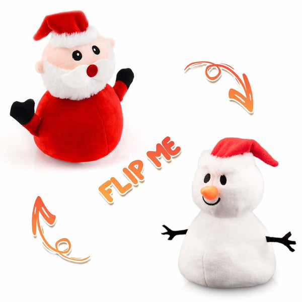 Santa Plush Snowman Plush Toy Reversible Christmas Santa Claus Double Side Stuffed Plushie Soft Doll New Year Birthday Gift for Kids RT