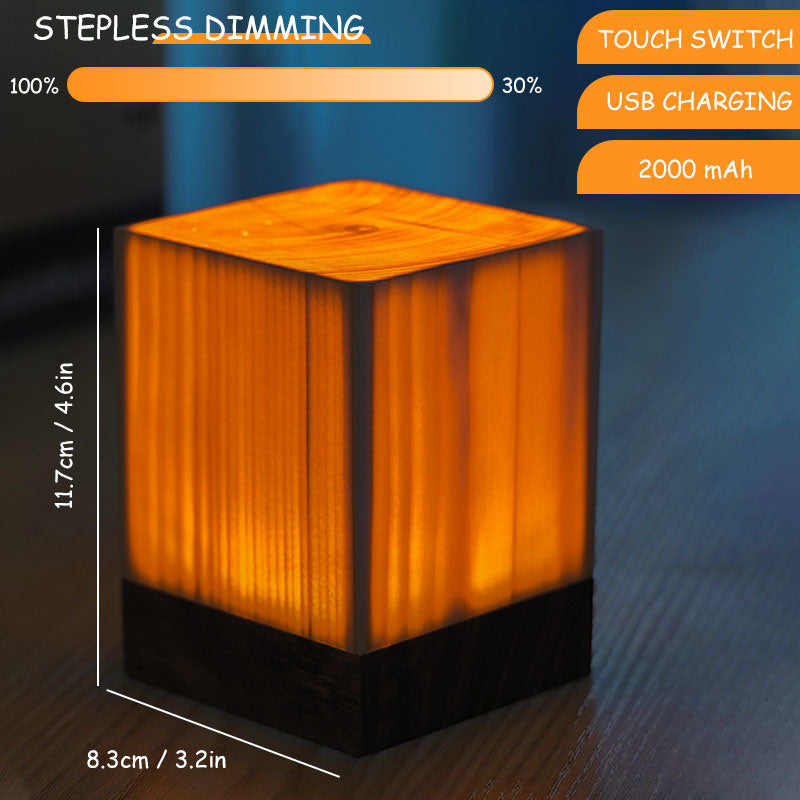 Wood Touch Ambient LED Table Lamp Rechargeable Portable Night Light Modern Cordless Table Lamps for Living Room Bedroom Bedside