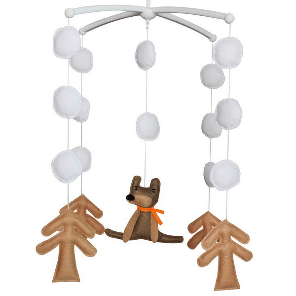 Baby Crib Mobile Winter Forest Wolf Handmade Musical Mobile Baby Shower Gift Nursery Decor