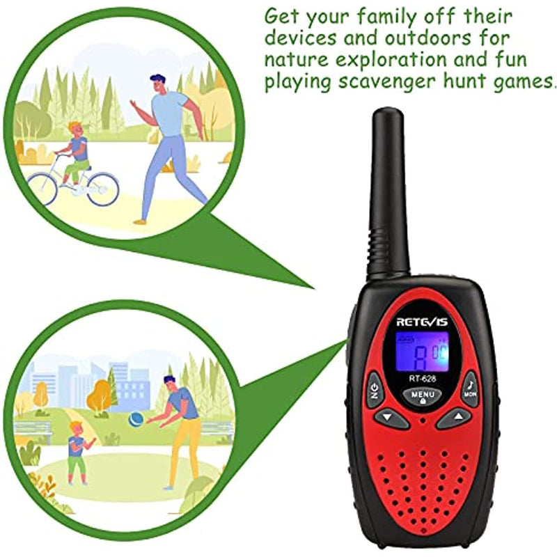 Retevis RT628 Walkie Talkies for Kids; Toys for 5-13 Year Old Boys Girls; Key Lock; Crystal Voice; Easy to Use; Long Range Walky Talky for Camping Hiking(Red; 2 Pack)