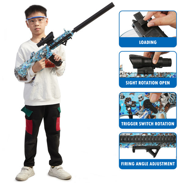 Splatter Ball Gun Gel Ball Blaster Electric Toy Guns; Kid Electric Toy Guns with 11000 Non-Toxic; Eco-Friendly; Biodegradable Gellets; Kid Outdoor Yard Activities Shooting Game