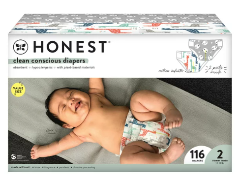 The Honest Company Clean Conscious Baby Diapers, Size 2, 116 ct