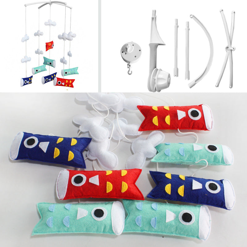 Red and Blue Baby Crib Mobile Japanese Style Baby Musical Mobile for Boys and Girls Nursery Decor; Koinobori