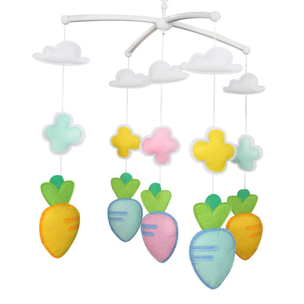 Baby Crib Mobile Infant Room Nursery Bed Decor Hanging Toy Musical Mobile for Boys Girls; Colorful Carrots