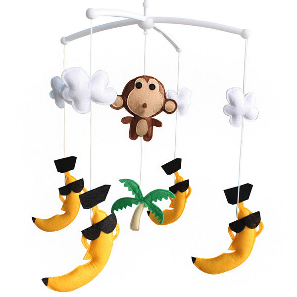 Baby Crib Musical Mobile Hanging Nursery Room Decor Newborn Bedding Crib; Monkey and Banana