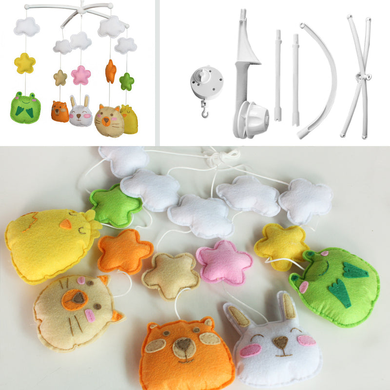 Baby Crib Mobile Animal Musical Crib Mobile Nursery Room Hanging Decor Toy Green Yellow Orange White Frog Bear Chick Rabbit Cat