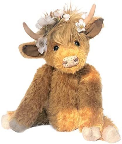 Zasekb Scottish Highland Cow Plush; Realistic Cow Stuffed Animals Soft Farm Plushie; Cuddly Highland Cow Accompany Plush Decorative Pillow Birthday Gifts for Boys Girls (Brown)