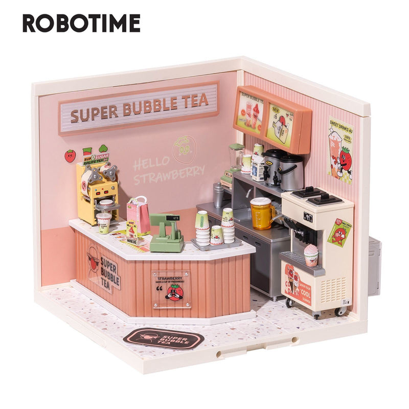 Robotime Rolife Super Creator Double Joy Bubble Tea Plastic 3D Puzzle DIY Miniature House Kit