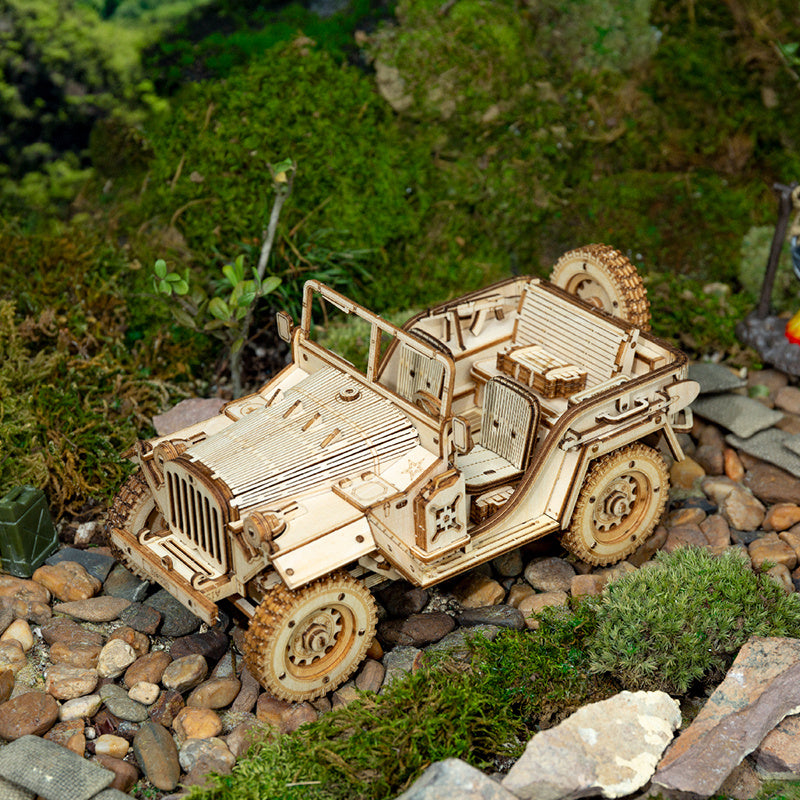 Robotime ROKR 3D Wooden Puzzle Toy Assembly Model Building Kits for Children Kids Birthday Gift MC701 Army Jeep