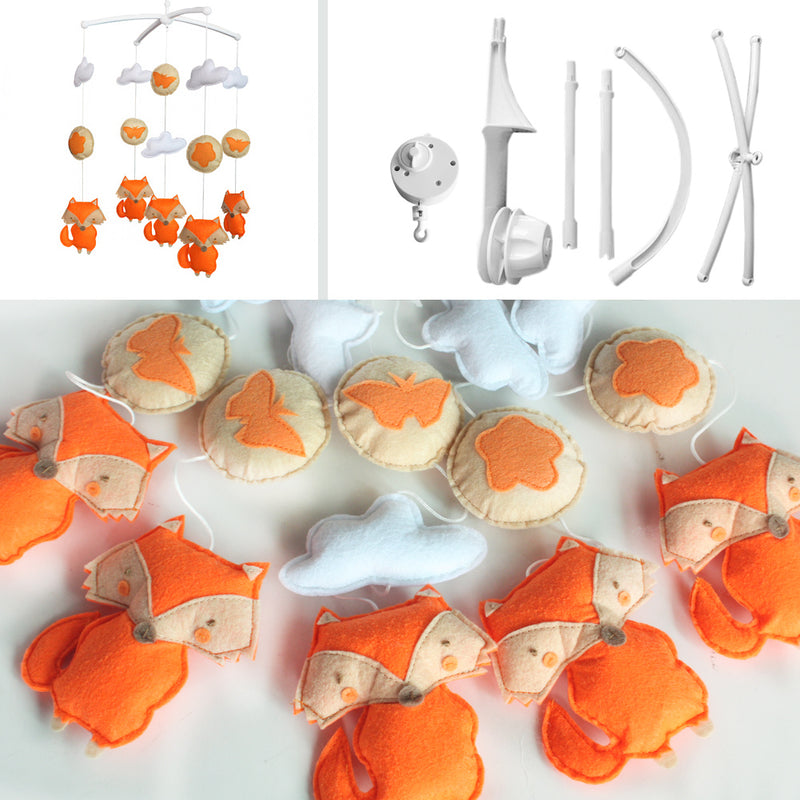 Baby Crib Mobile Animal Musical Crib Mobile Nursery Room Hanging Decor Toy Cute Orange Fox