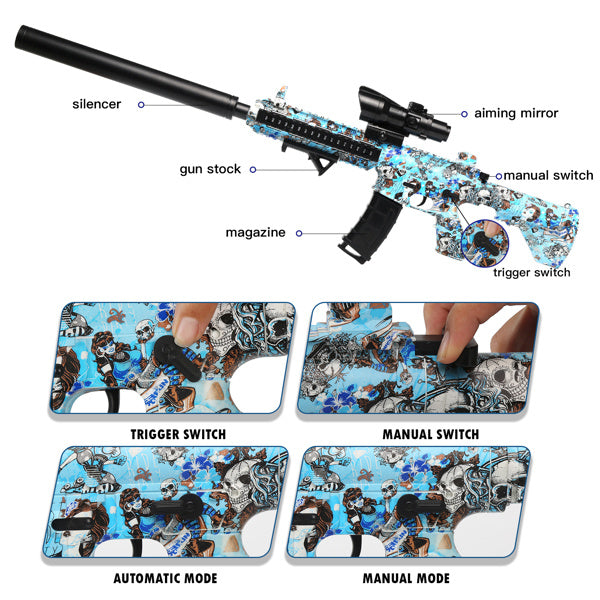 Splatter Ball Gun Gel Ball Blaster Electric Toy Guns; Kid Electric Toy Guns with 11000 Non-Toxic; Eco-Friendly; Biodegradable Gellets; Kid Outdoor Yard Activities Shooting Game