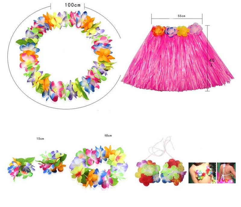 Kids Luau Hula Skirts Set Party Dance Costume Dresses