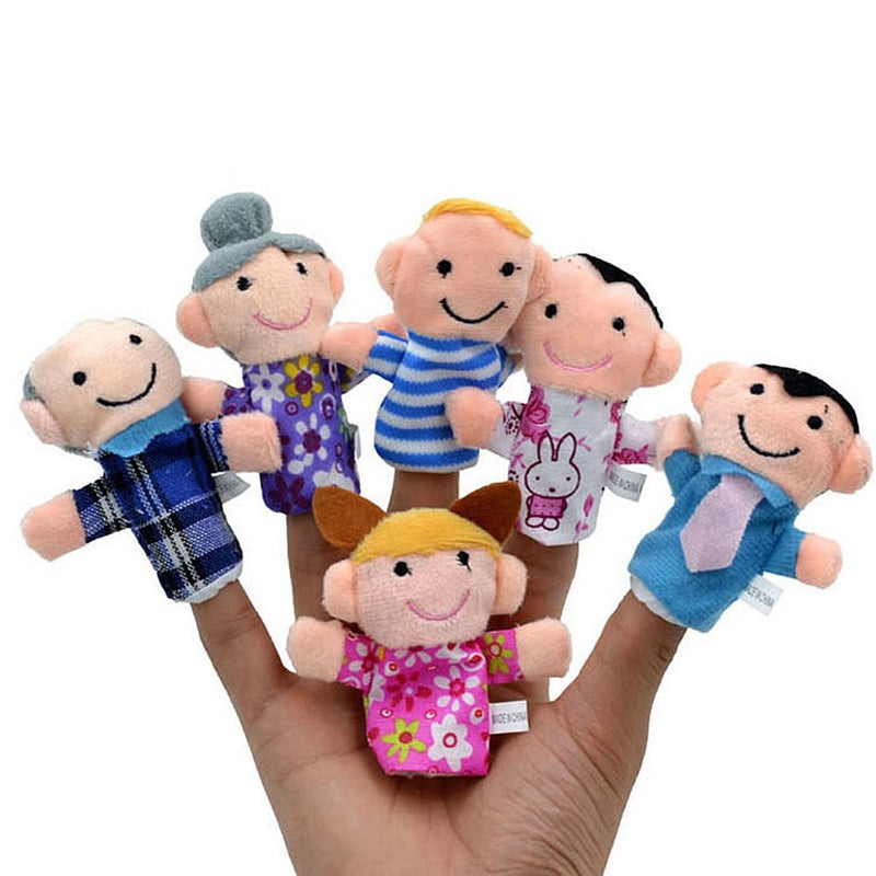 6PCS Puppets soft family finger glove hand educational bed story learning Funny girls toys boys feisty pets finger dolls kids